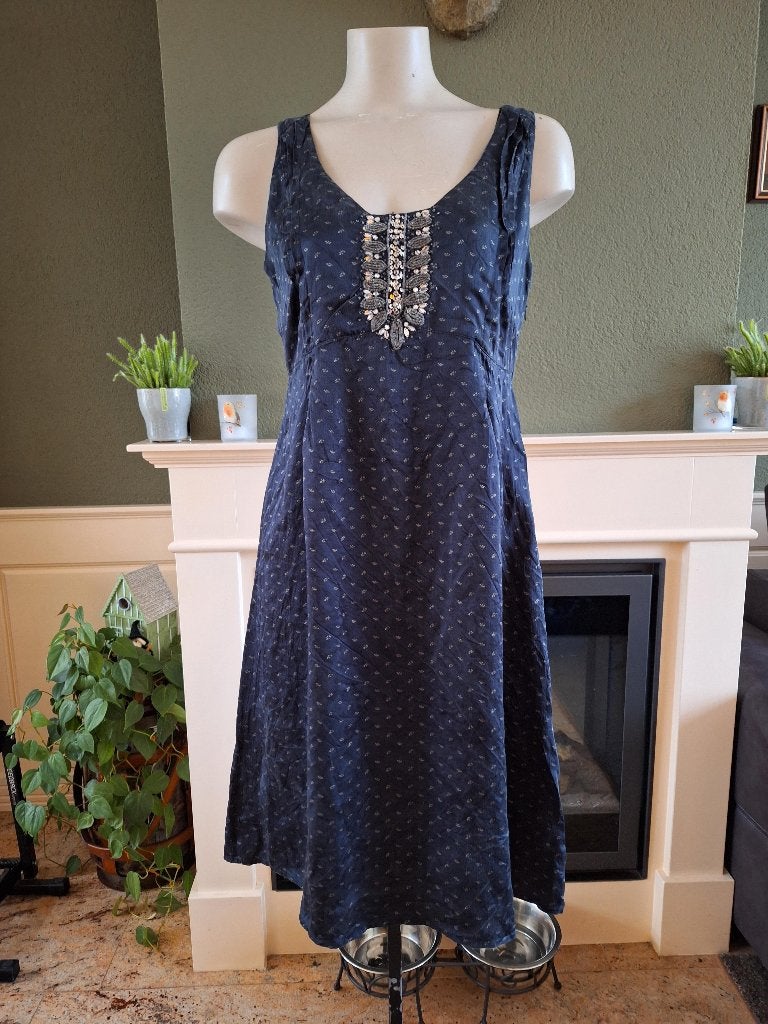 Noa Noa 2 delig zijden blauw jurk M 38 40, Maat 38/40 (M), Knielengte, Gedragen, Verzenden