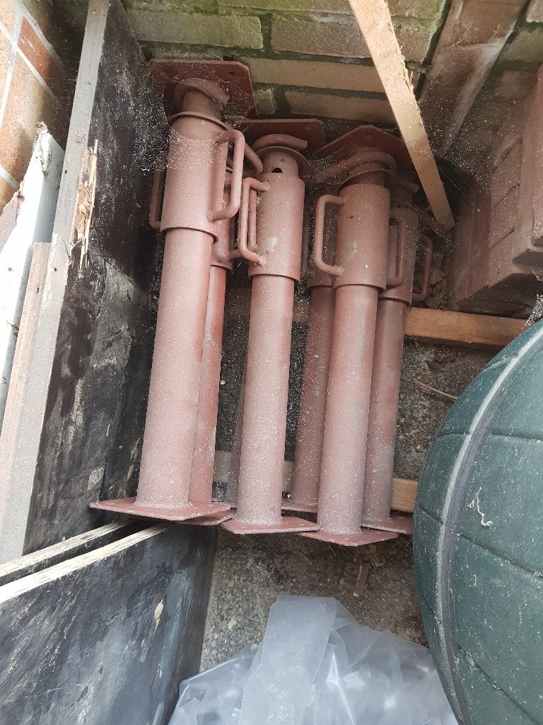 6 bouwstempels/schroefstempels/stutten 50-90 cm, gebruikt, Doe-het-zelf en Verbouw, Steigers, Ophalen, Gebruikt, Overige typen