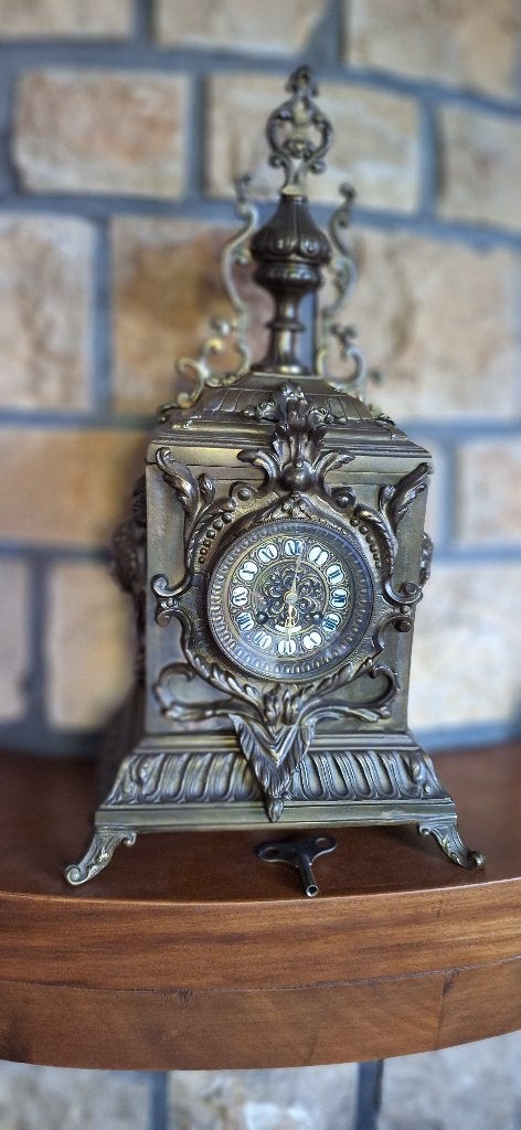 Antieke bronzen schoorsteenklok, Ophalen of Verzenden