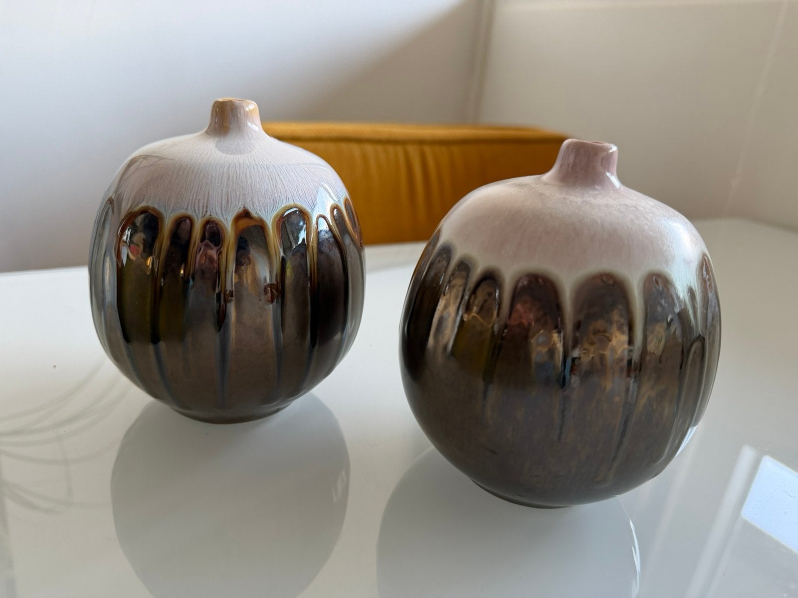 Des Pots herfstvaasjes, Ophalen of Verzenden, Zo goed als nieuw, 13 cm, Steen/keramiek