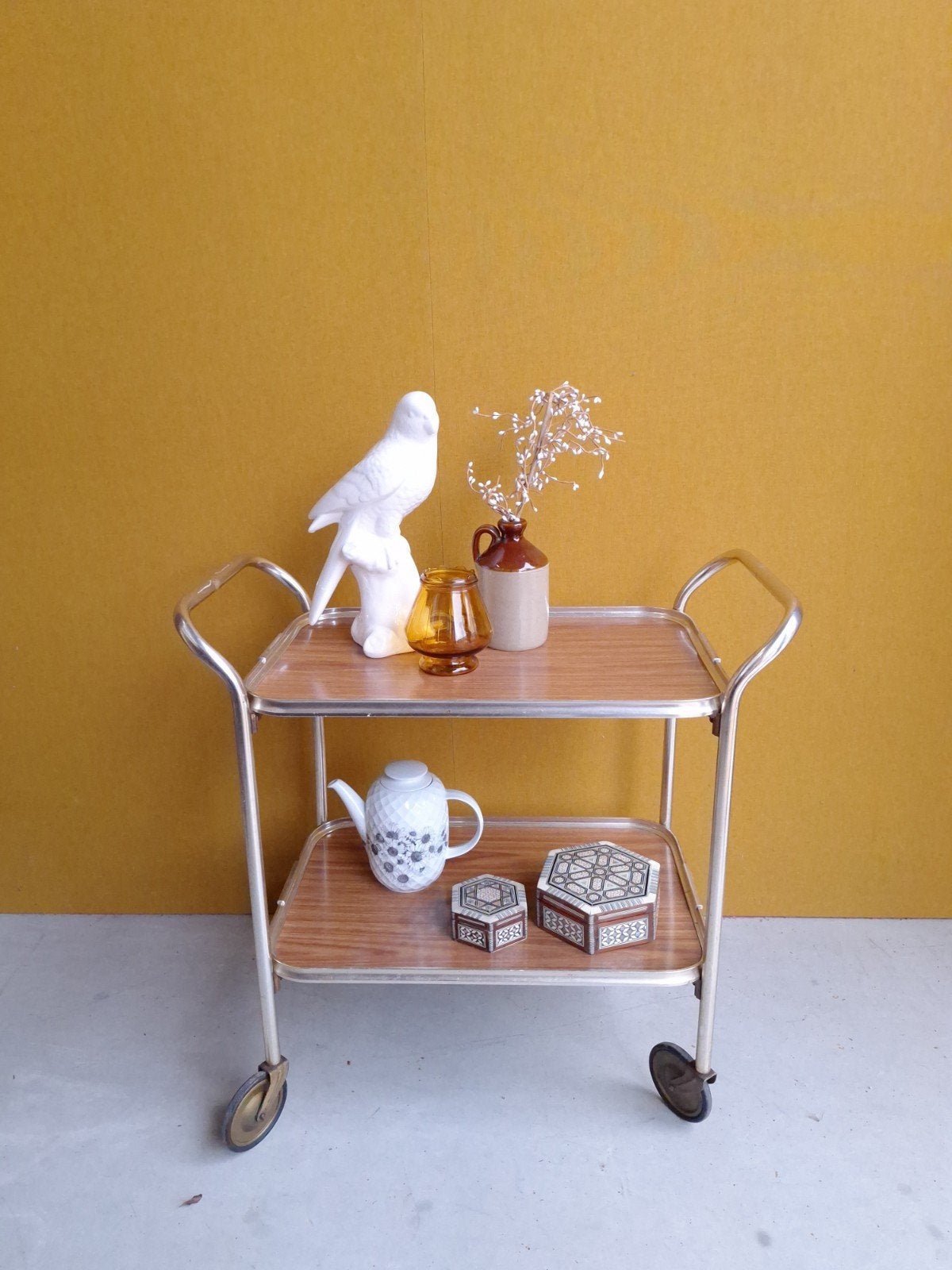 vintage trolley, dranken tafeltje, verrijdbare serveerwagen, Gebruikt, Vintage, Ophalen of Verzenden, Nvt