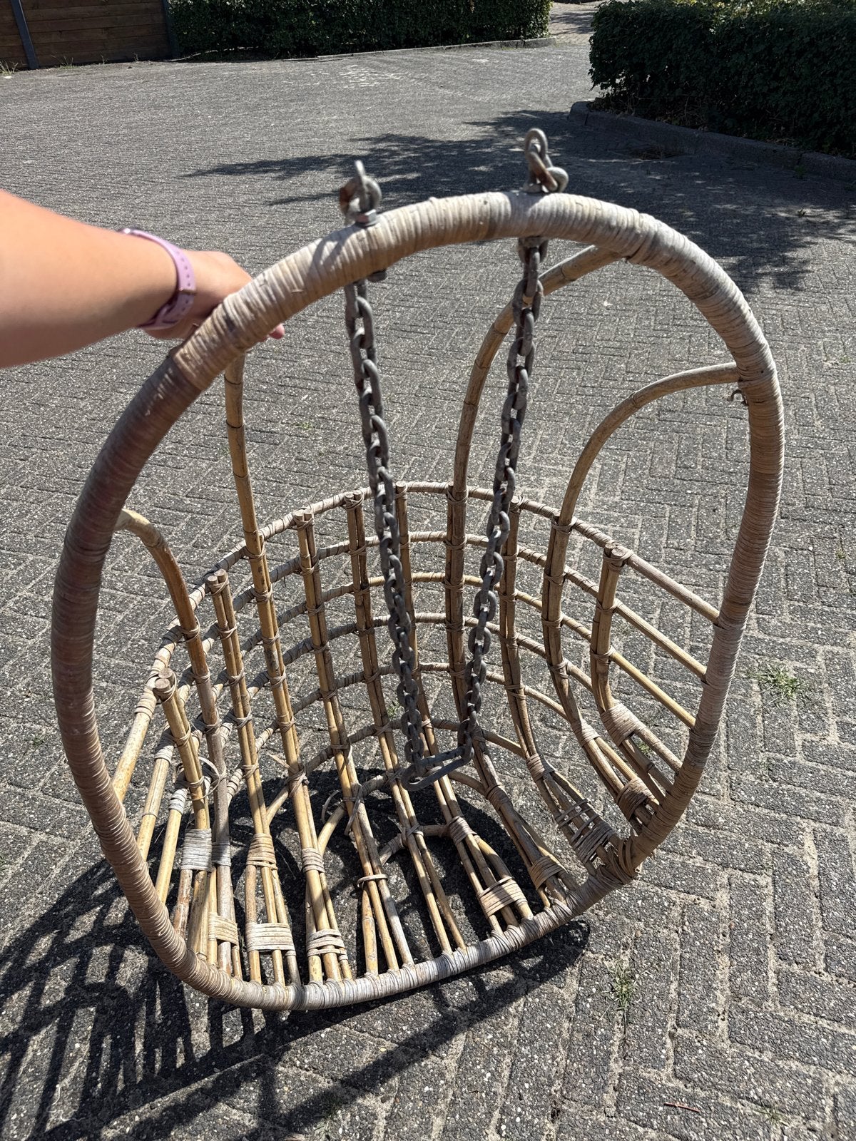 Sissy boy egg chair met ketting, Ophalen, Gebruikt, Overige kleuren, Riet of Rotan