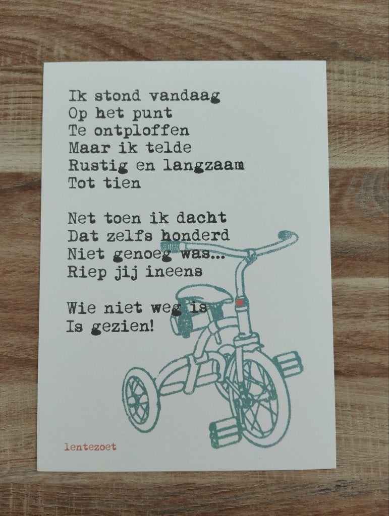 Poster A4 gedicht Lentezoet, Verzamelen, A4 of kleiner, Ophalen of Verzenden, Overige onderwerpen, Rechthoekig Staand