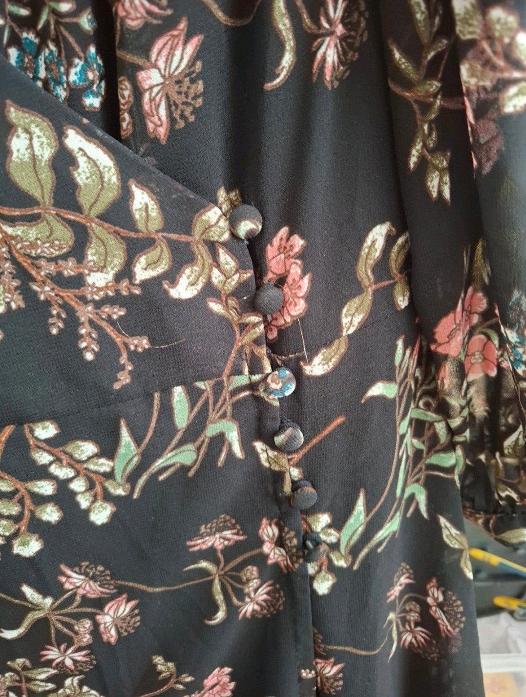 Vero Moda Maxi Wikkeljurk Bloemenprint Zwart - Maat XS, Vero Moda, Zwart, Ophalen of Verzenden, Zo goed als nieuw