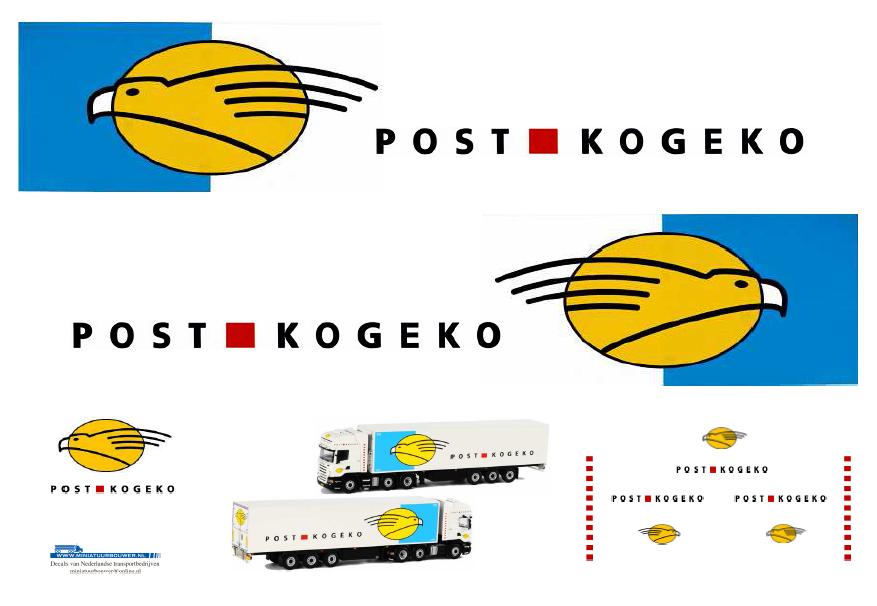 Vrachtauto decal 1:50 Post Kogeko Maasdijk, Hobby en Vrije tijd, Modelauto's | 1:50, Verzenden, Nieuw, Bus of Vrachtwagen, Overige merken
