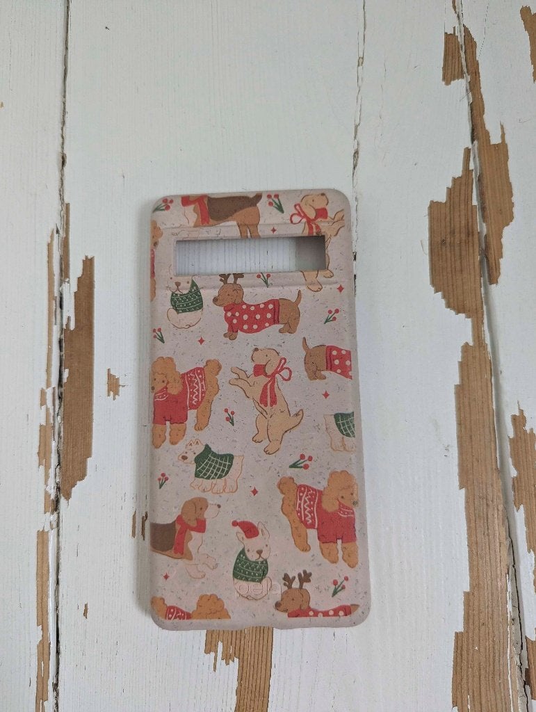 Beige telefoonhoesje met hondenprint van Pela Case, Ophalen of Verzenden, Gebruikt, Hoesje of Tasje