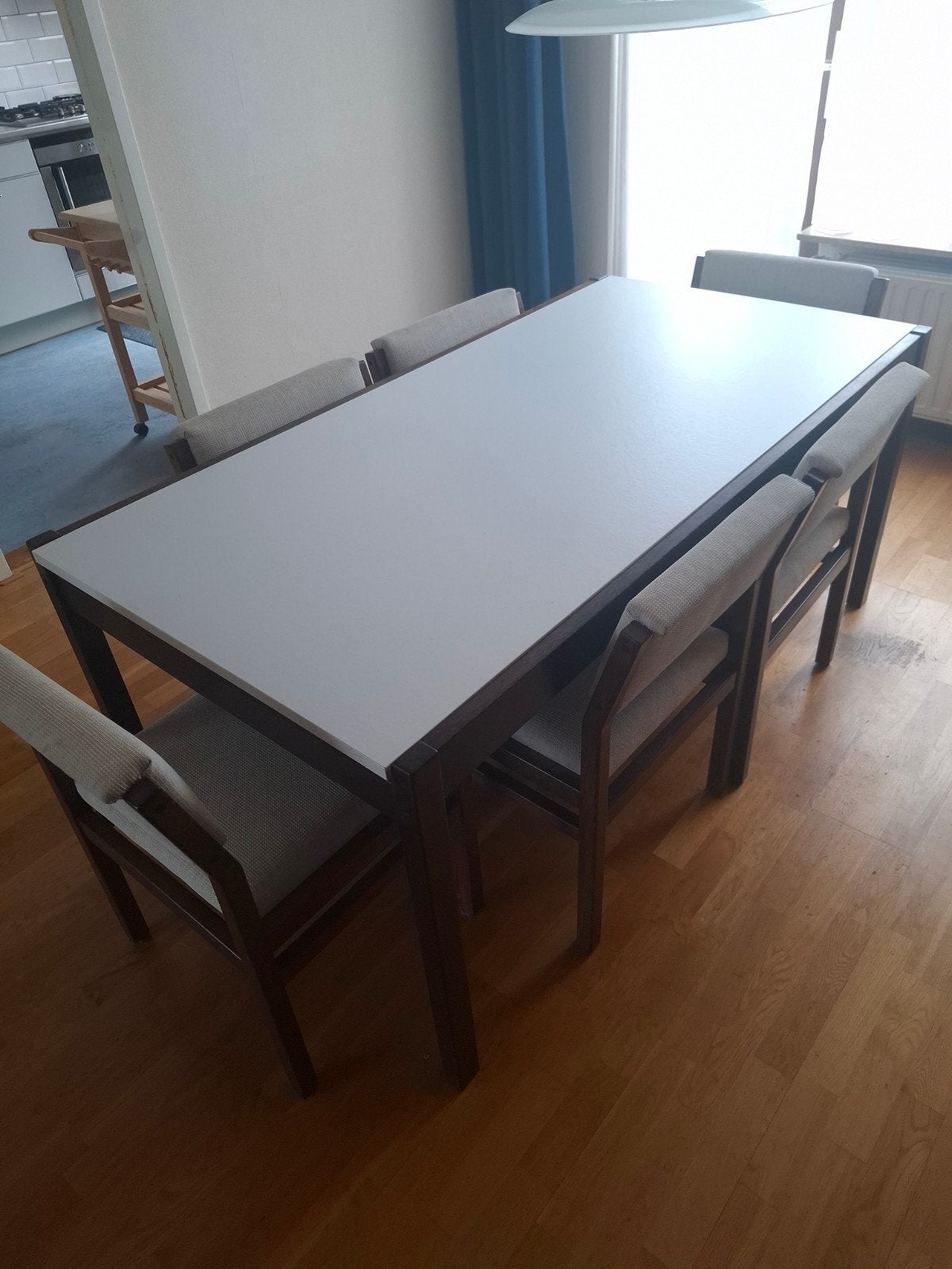Witte 1970s Pastoe eettafel, 6 stoelen, Wenge, 400 euro, Huis en Inrichting, Tafels | Eettafels, Ophalen, Gebruikt, Jaren 70 Pastoe