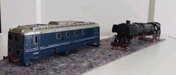 Märklin jaren 50 loc kappen F800 & SEH800, Wisselstroom, Gebruikt, Locomotief, Analoog