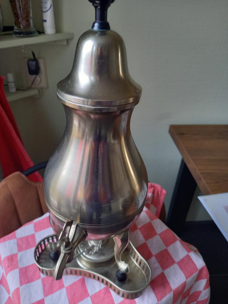 Kraantjeskan met brander mooi setje, Antiek en Kunst, Antiek | Tin, Ophalen of Verzenden