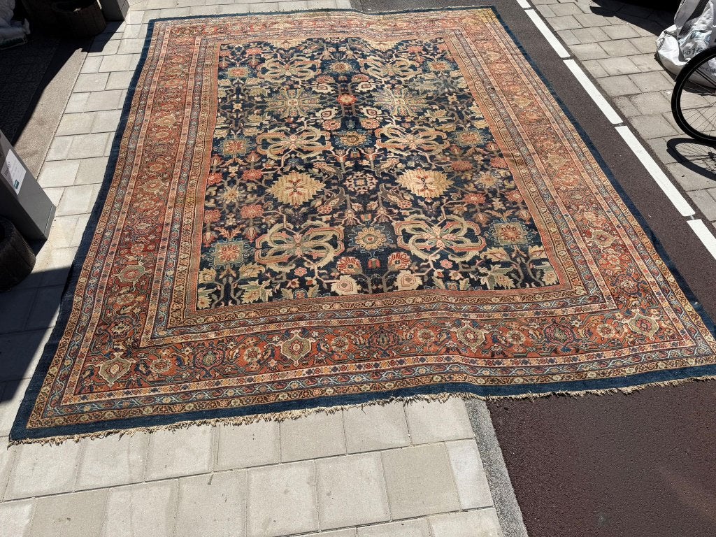 Uniek antiek Farahan Mahal tapijt ( Perzisch ) 340  362 cm, Gebruikt, Wol, Ophalen of Verzenden, 200 cm of meer