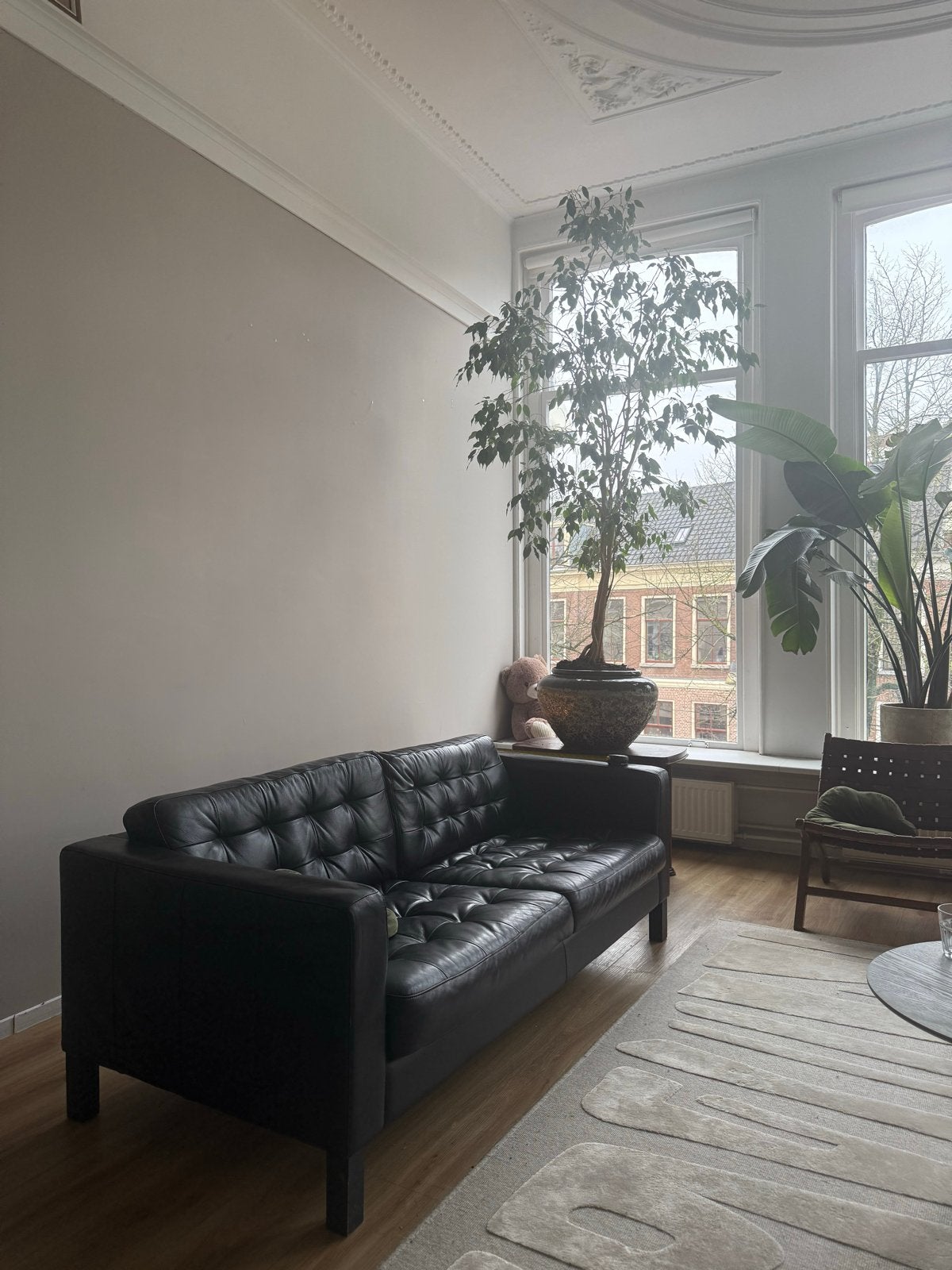 IKEA LANDSKRONA 2.5 zitsbank – Zwart leer – €150, Huis en Inrichting, Ophalen, Gebruikt, Driepersoons, Rechte bank