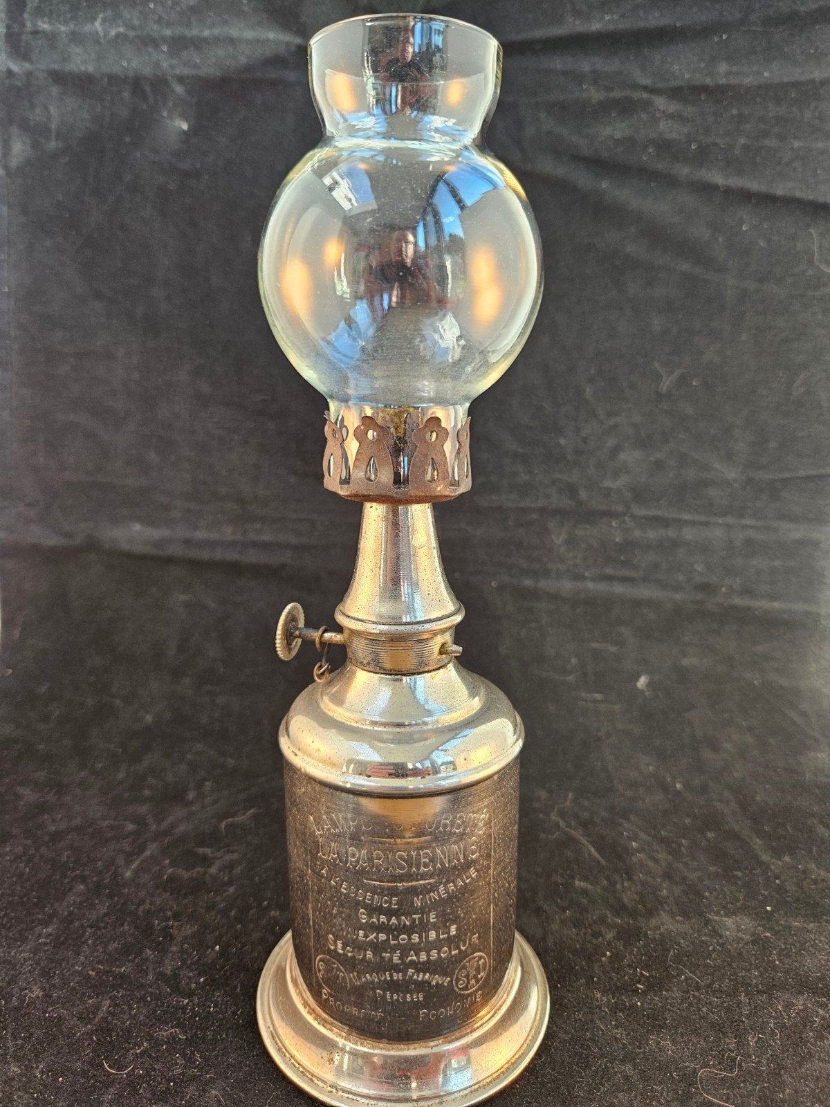 Antieke Franse Minerale Olielamp "La Parisienne, Ophalen of Verzenden