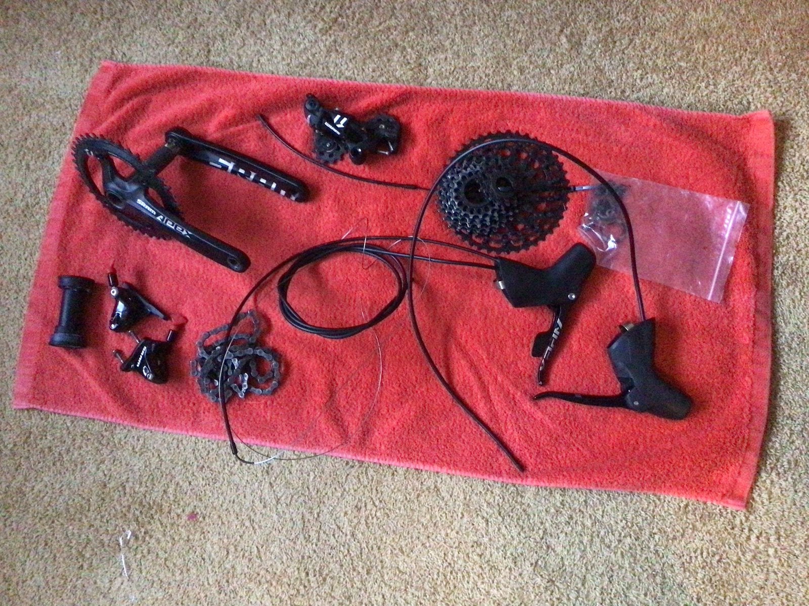 Sram Apex groepset, remmen, versn. derailleur, as bottom b, Fietsen en Brommers, Fietsonderdelen, Ophalen of Verzenden, Gebruikt