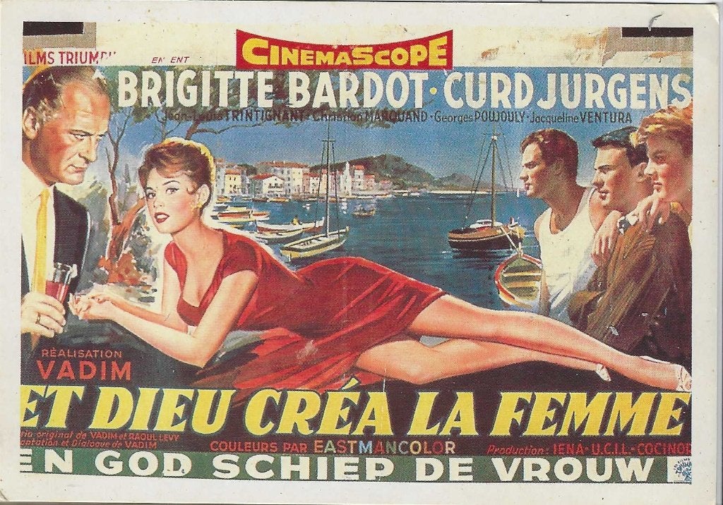 Filmsterren posteransichtkaart Brigitte Bardot 1956, Verzenden, 1940 tot 1960, Ongelopen, Sterren en Beroemdheden