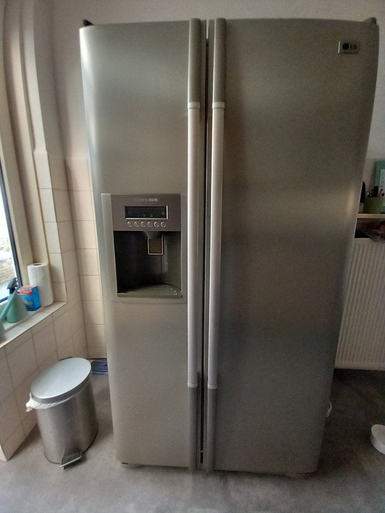 Amerikaanse dubbeldeur Koelvrieskast, Witgoed en Apparatuur, Koelkasten en IJskasten, Ophalen, Gebruikt, 200 liter of meer, 60 cm of meer