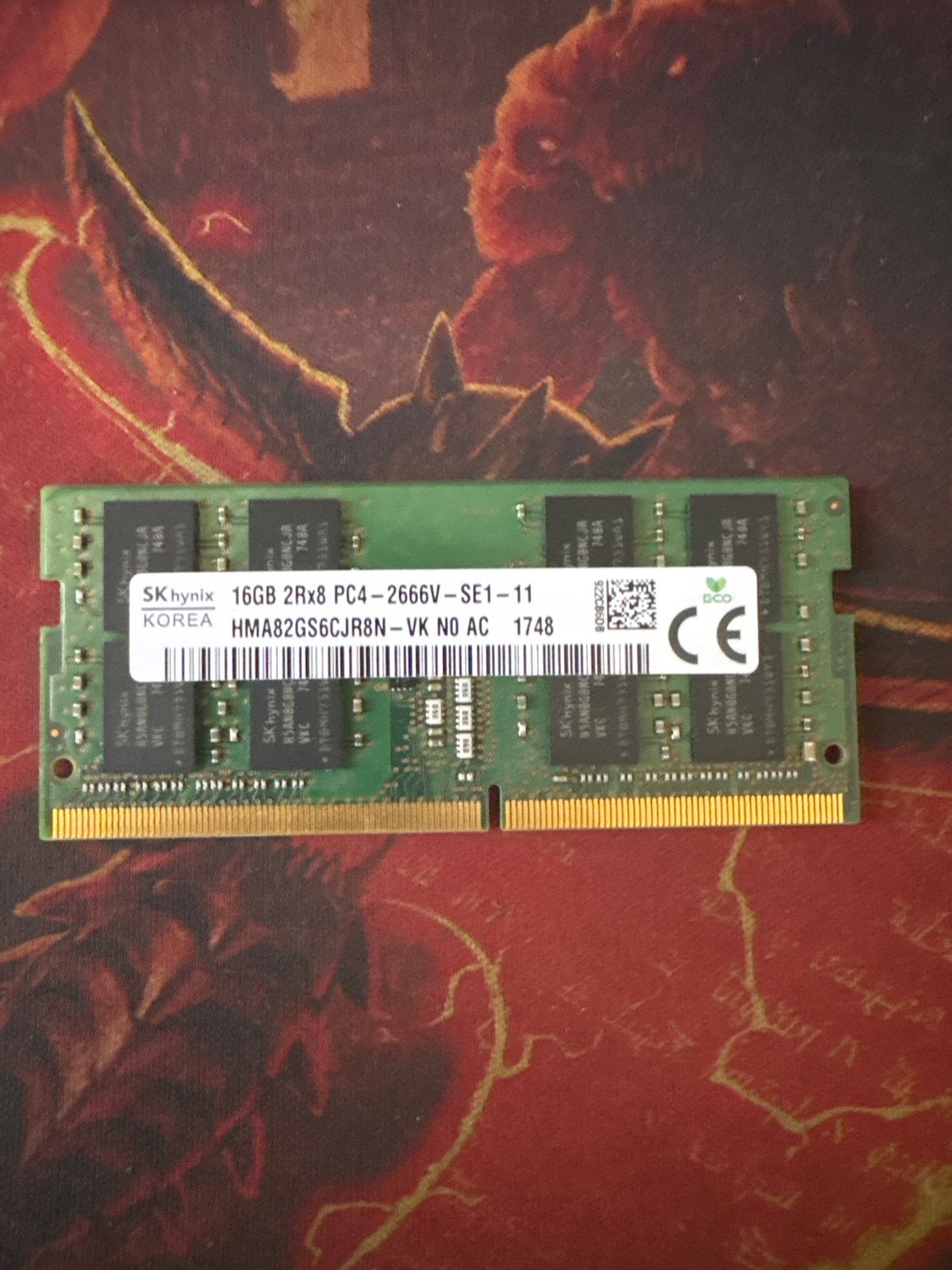 SK Hynix 16GB DDR4 RAM 2666V - HMA82GS6CJR8N, Gebruikt, DDR4, Ophalen of Verzenden, Laptop