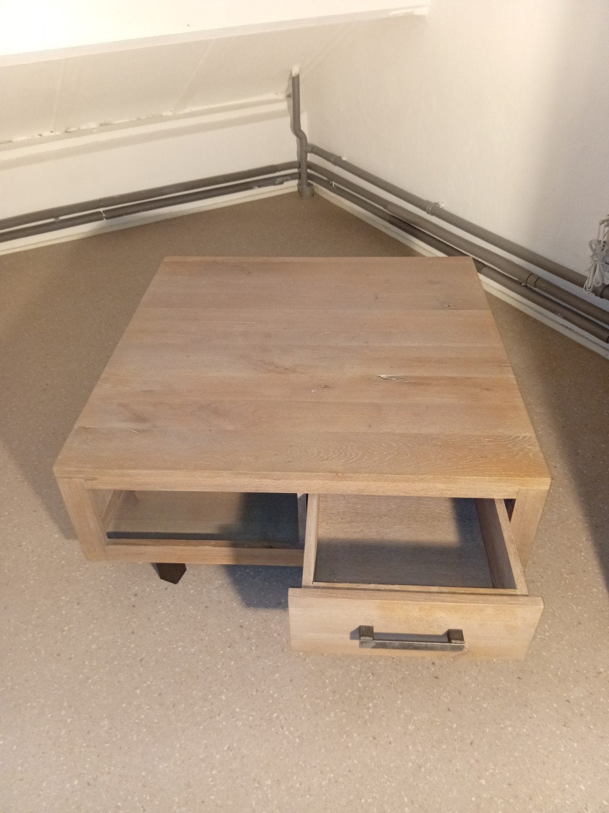 Massief eiken salontafel met lades, Huis en Inrichting, 50 tot 100 cm, Zo goed als nieuw, 5 – 50, Modern, Landelijk