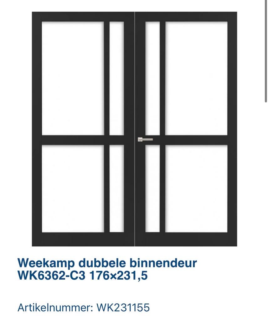 Stijlvolle Dubbele Deuren - Diverse Ontwerpen, Ophalen, 120 cm of meer, Binnendeur, Nieuw