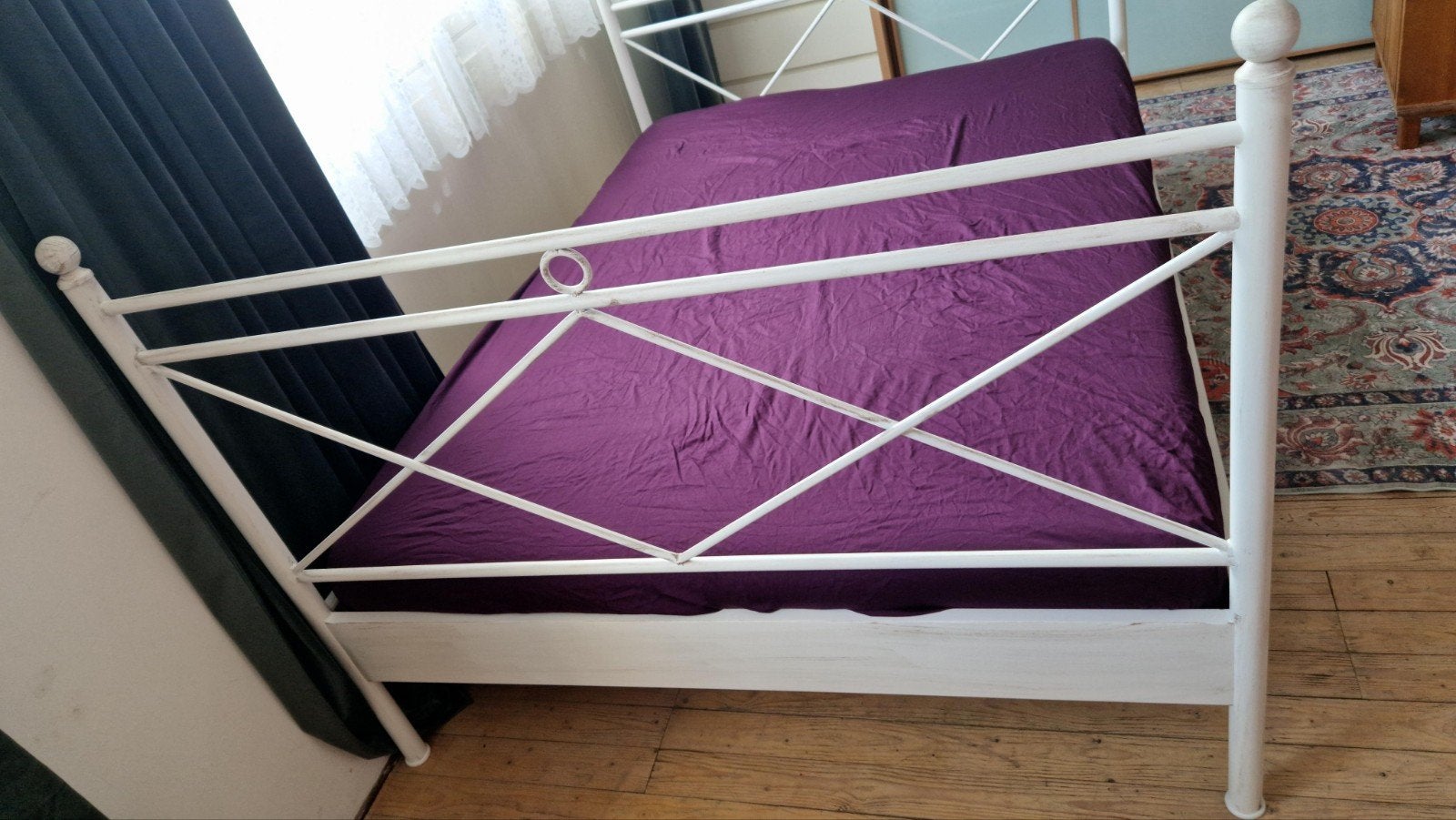 Metal bed frame 140x200, Ophalen, Wit, 140 cm, 200 cm