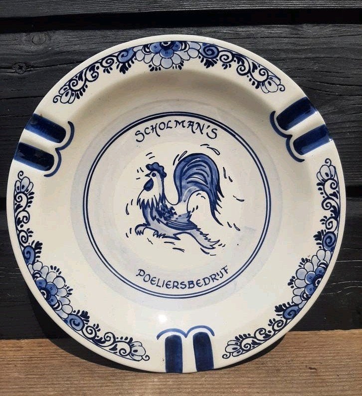 Delfts Blauw Asbak - (Scholman's Poeliersbedrijf / Vintage), Ophalen of Verzenden, Asbak