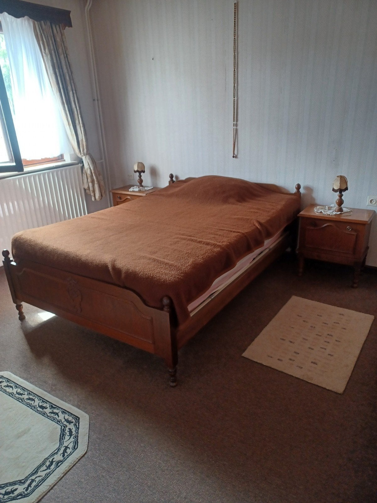 Eiken fineer slaapkamer, Ophalen, Gebruikt, Tweepersoons