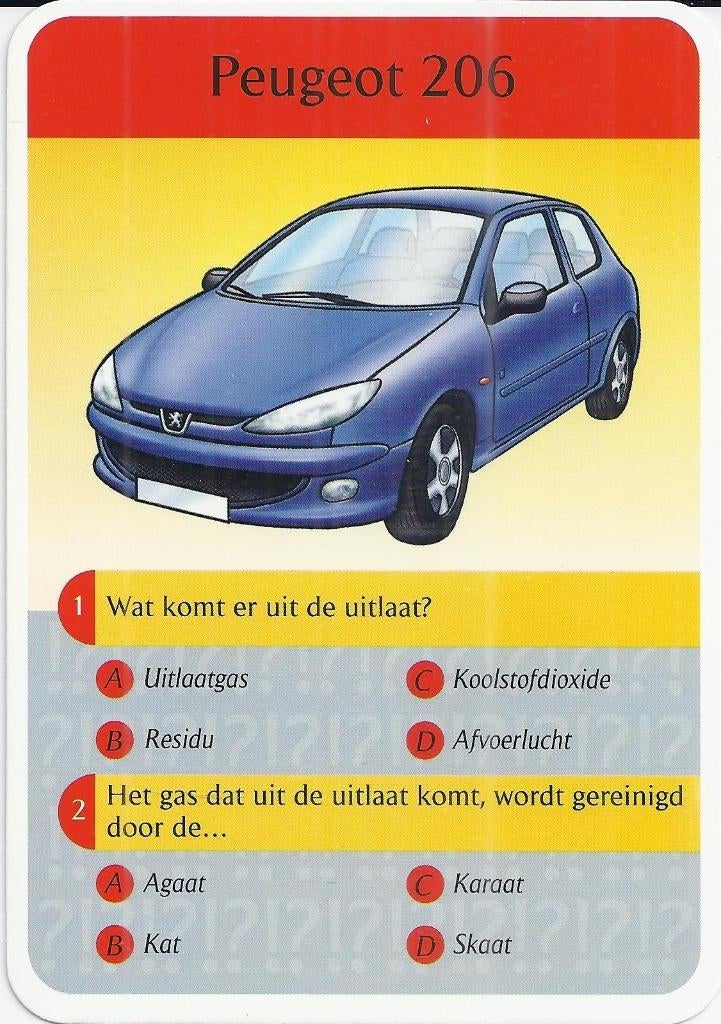 Kw3599 verzamelkaartje peugeot 206, Ophalen of Verzenden, Zo goed als nieuw, Auto's