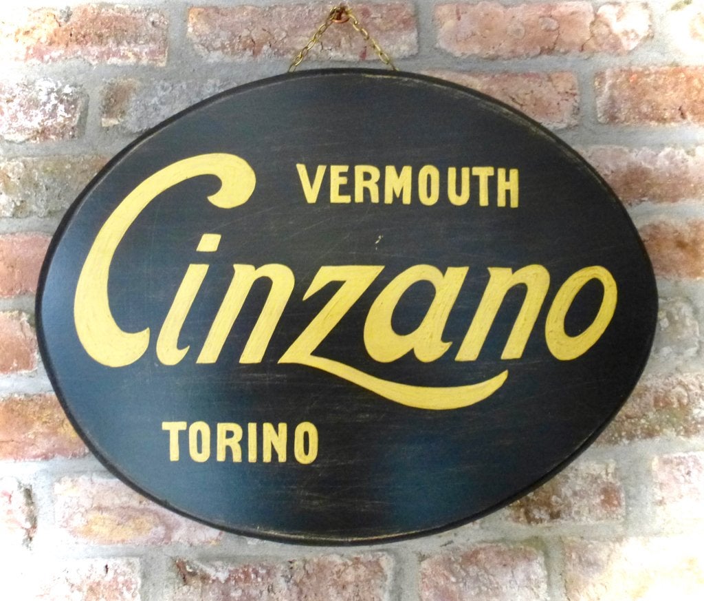 Handgeschilderd Italiaans houten bord / Cinzano Vermouth, Reclamebord, Ophalen of Verzenden, Zo goed als nieuw, B6