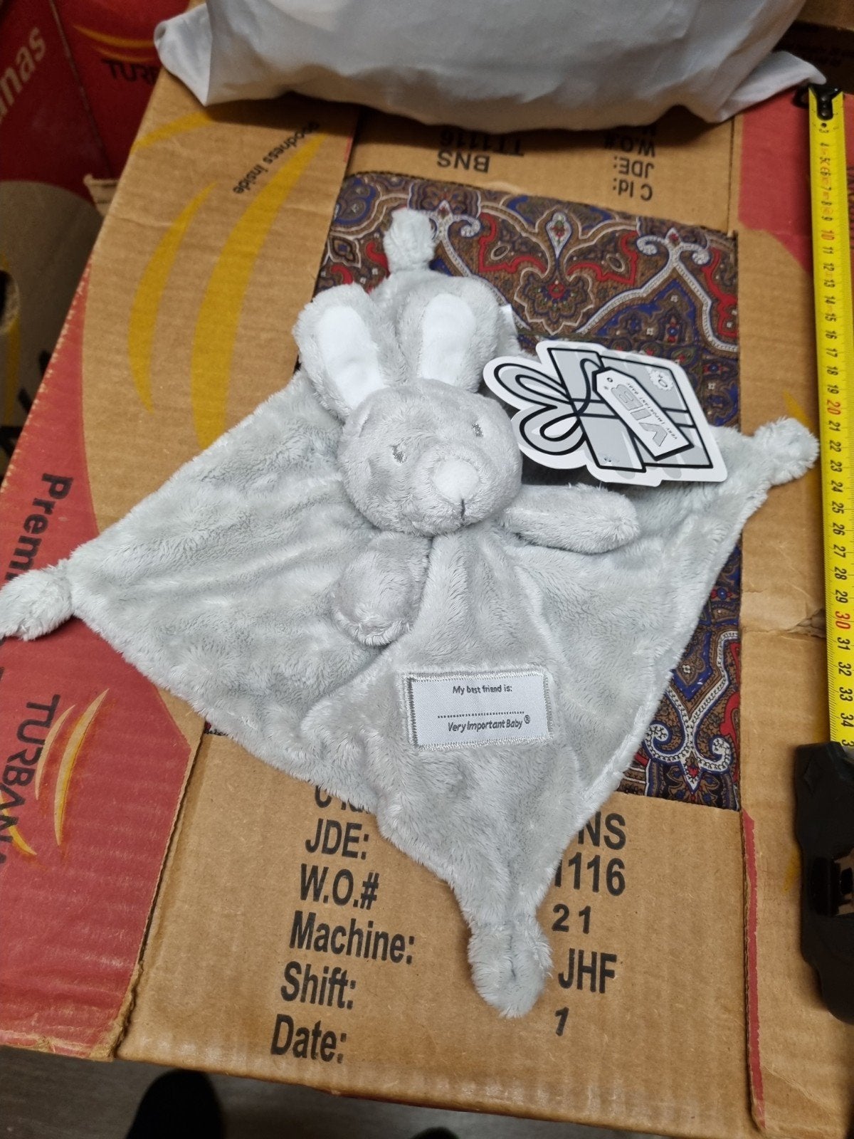 VIB knuffel doekje konijn grijs nr 42  nieuwe, Kinderen en Baby's, Speelgoed | Knuffels en Pluche, Ophalen of Verzenden, Nieuw