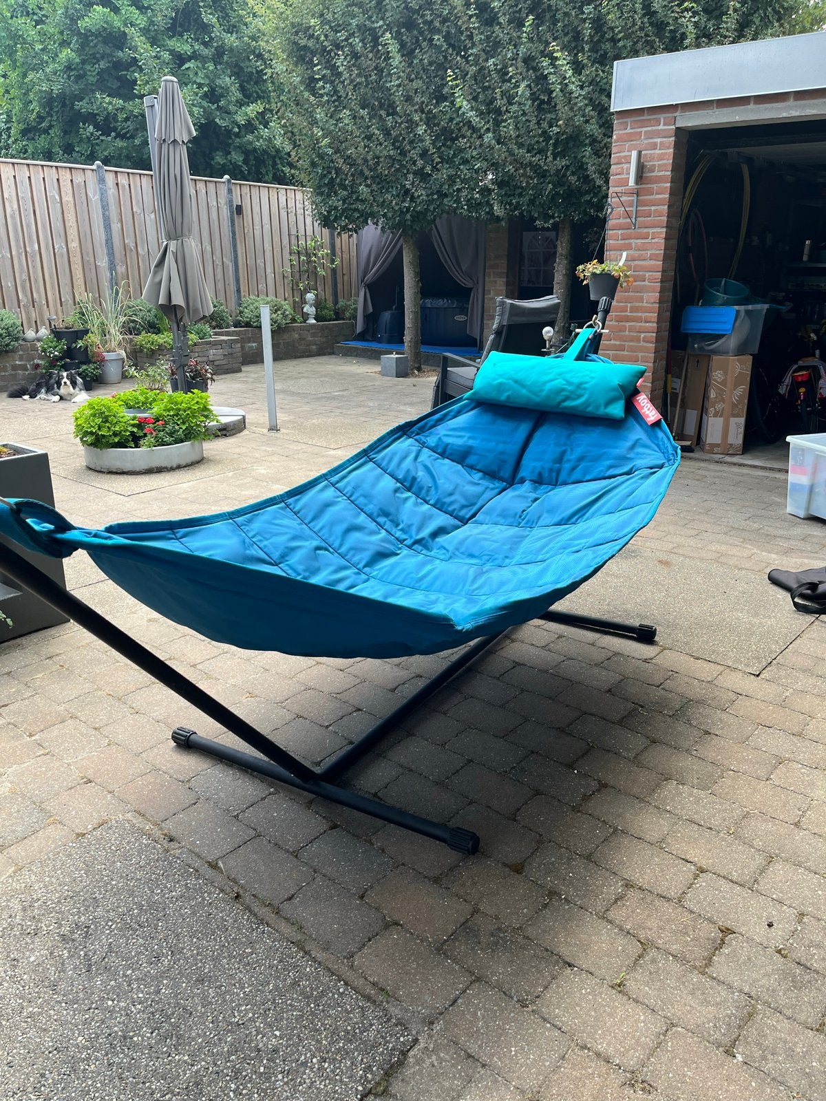 Fatboy Headdemock Deluxe Hangmat met Standaard, Ophalen, Binnen, Meerpersoons, Zo goed als nieuw