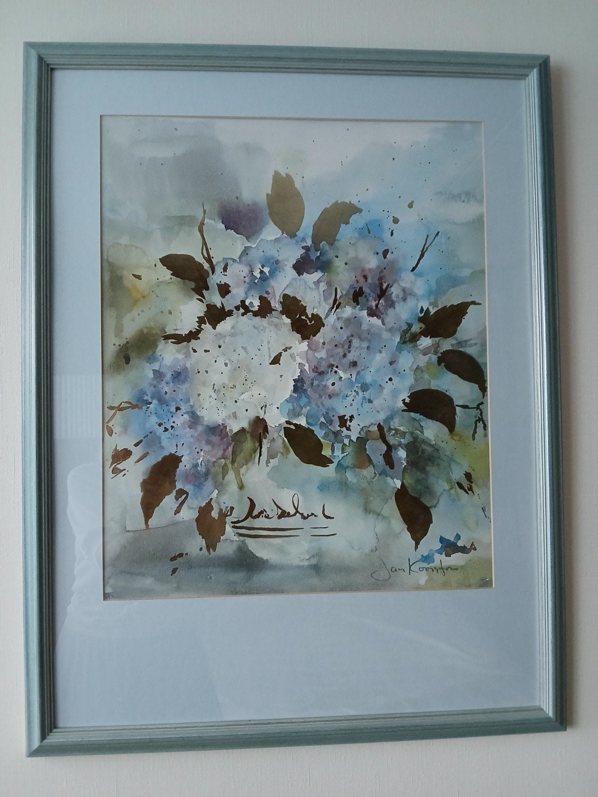 Aquarel van Jan Kooistra - Bloemen in vaas, Ophalen of Verzenden