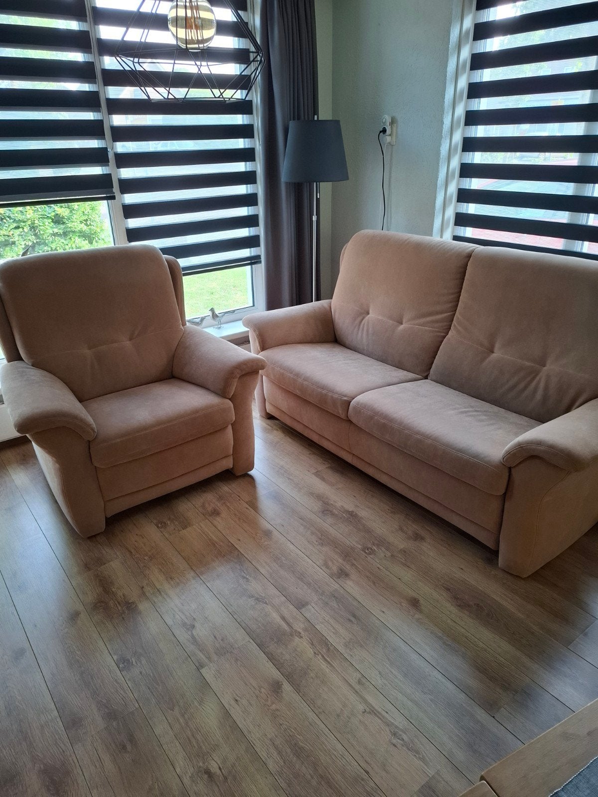 2,5 zits bankstel + fauteuil nubuck leer, Ophalen, Gebruikt, Rechte bank, Leer
