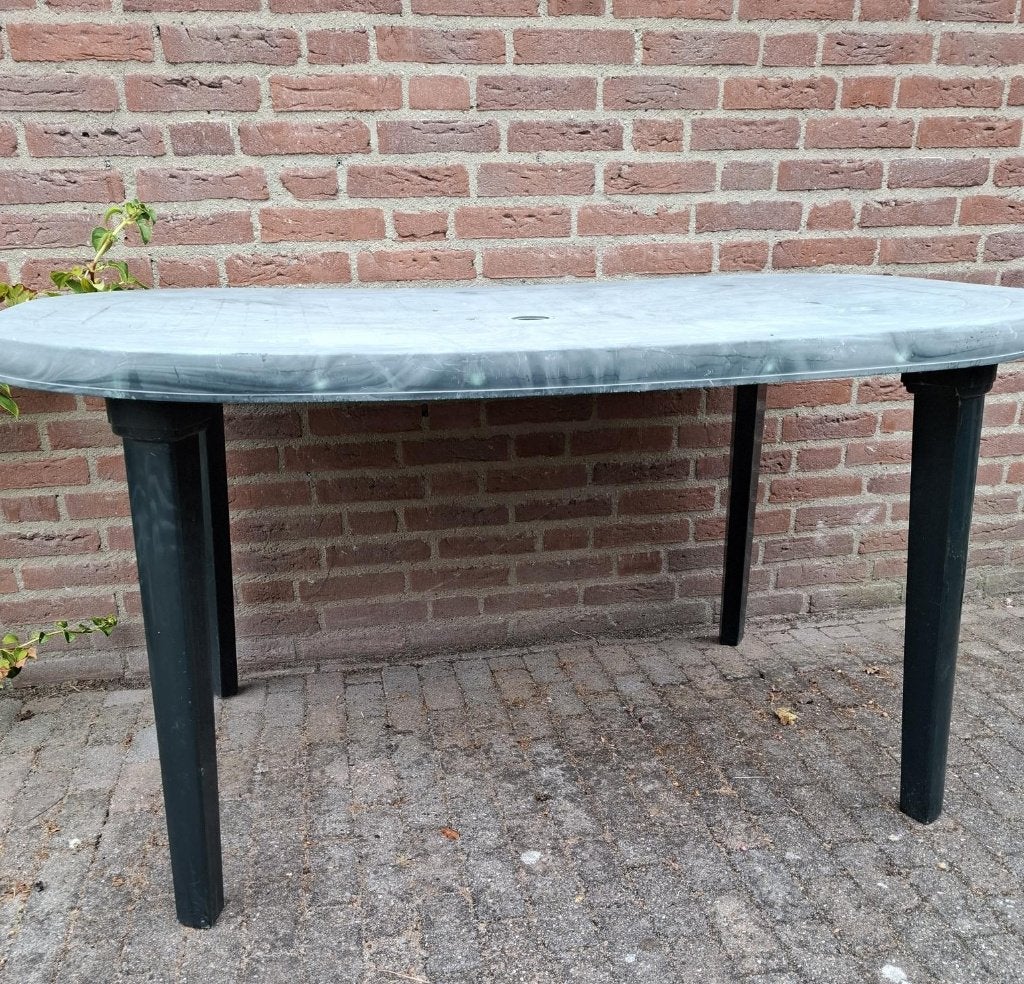 Groene tuintafel, Tuin en Terras, Ophalen, Gebruikt, Rechthoekig, Kunststof