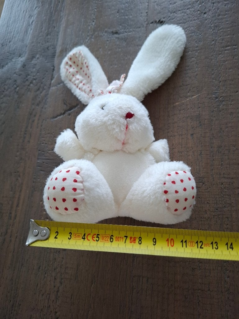 Knuffel konijntje wit met rode hartjes, Kinderen en Baby's, Speelgoed | Knuffels en Pluche, Ophalen of Verzenden, Zo goed als nieuw