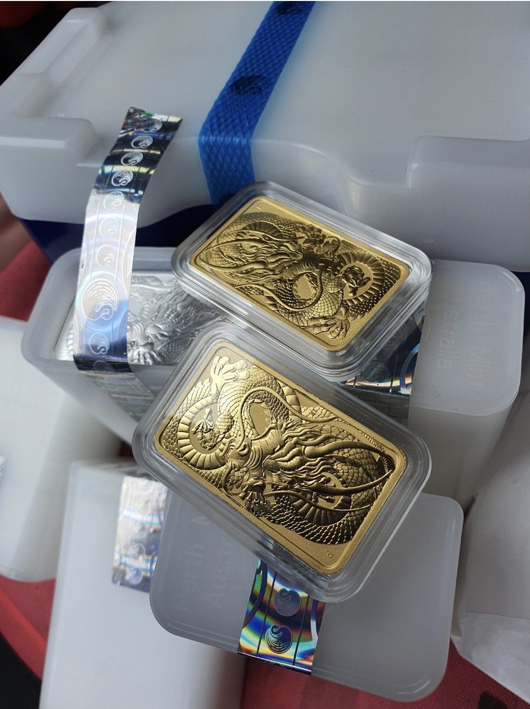 rectangle dragon goud zilver rectangular, Ophalen of Verzenden, Zilver