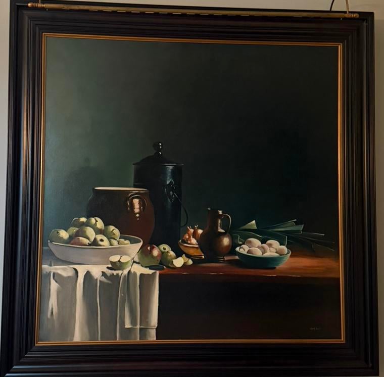 Stilleven met fruit en aardewerk van Dirk Bal, Ophalen of Verzenden
