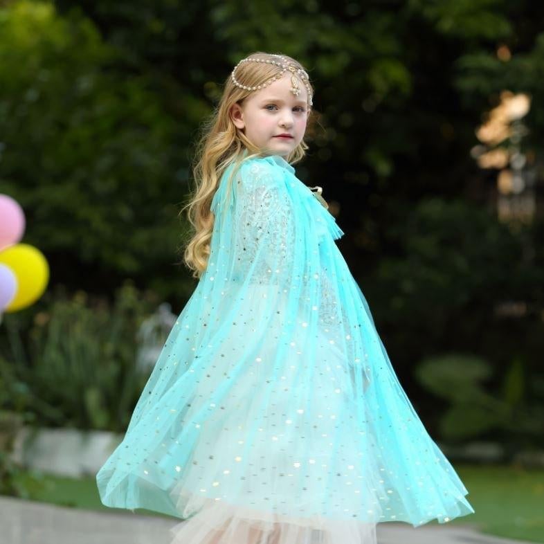 Nieuw ! 1 Maat Mooie Turquoise Frozen Elsa Prinses Cape Jurk, Ophalen of Verzenden, Nieuw, 104 of kleiner, Meisje