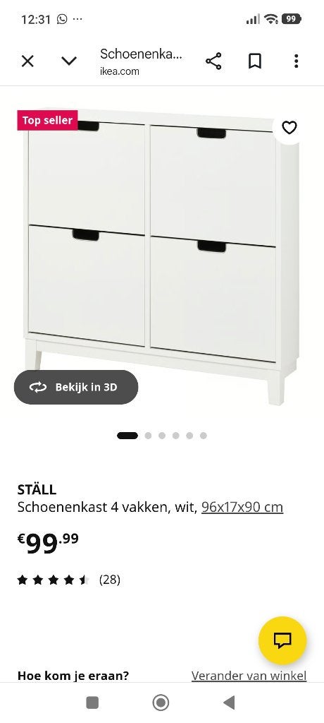 Witte IKEA STÄLL schoenenkast – nette staat, Huis en Inrichting, Ophalen, Zo goed als nieuw