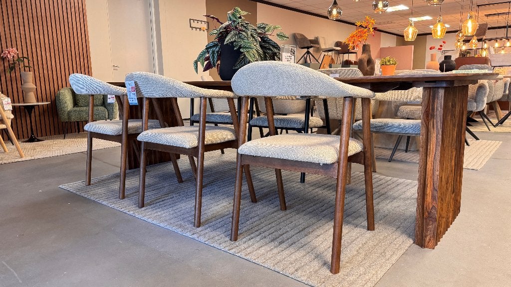 4x japandi stoel - houten stoel - eetkamerstoel hout japandi, Ophalen, Japandi, Bruin, Nieuw