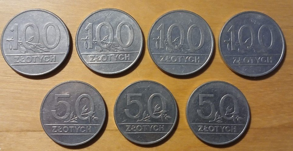 Set van 7 Poolse munten uit 1990 – 100 en 50 złotych, Ophalen of Verzenden, Polen, Setje