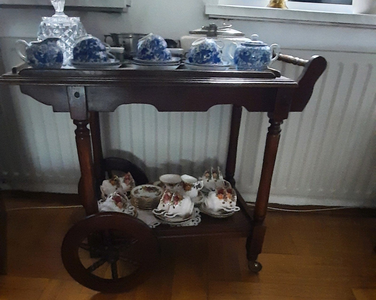 Vintage theewagen van hout, Ophalen, Gebruikt, Bruin, Vintage