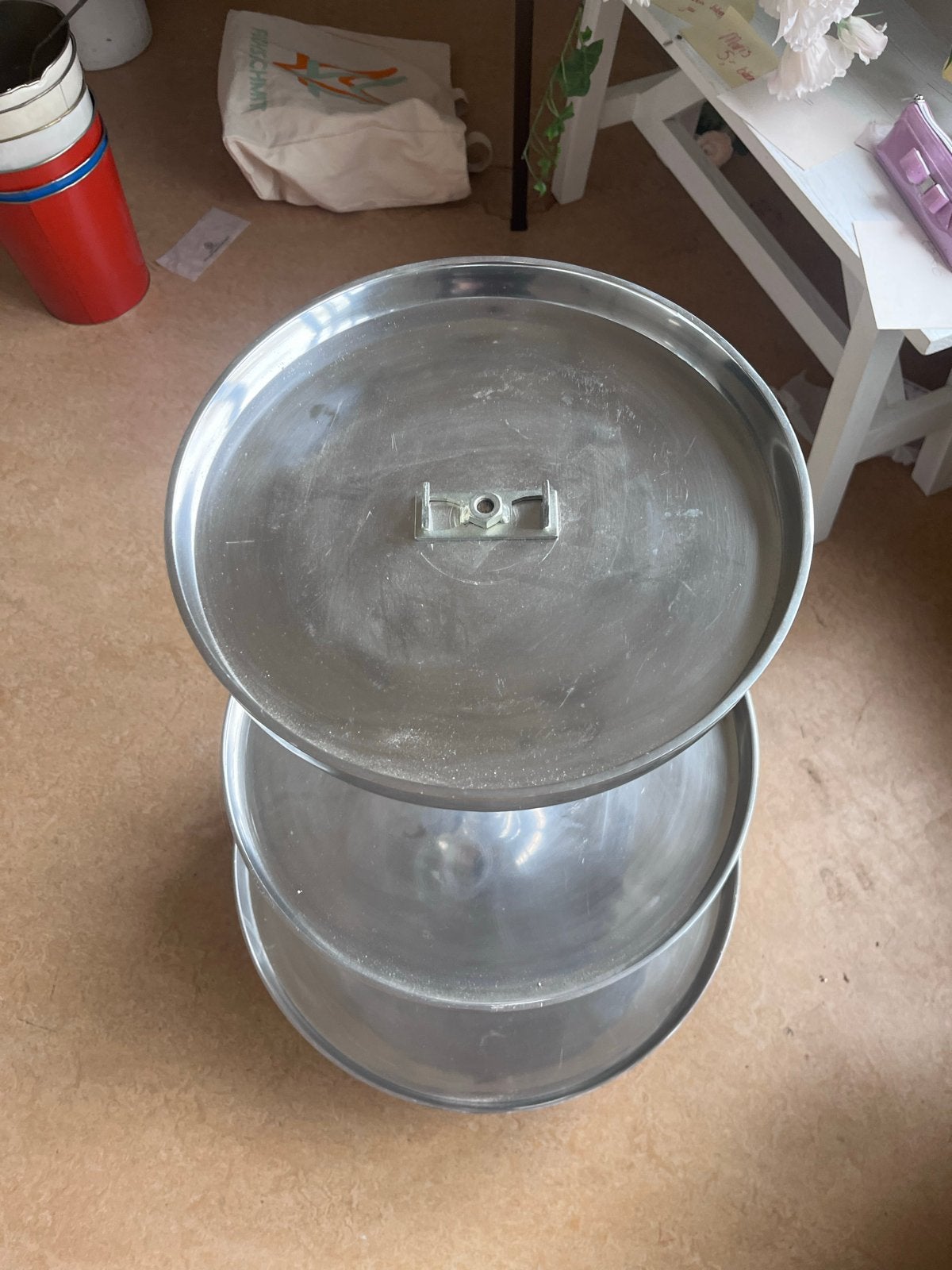 Metalen etagere met 3 lagen - Gebruikt, Ophalen, Gebruikt, Rond, Dienblad