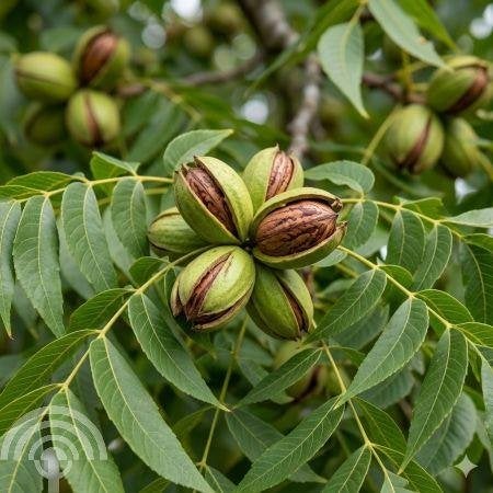 NOOT Voedselbos Carya illinoinensis Pecannoot eetbaar, Volle zon, Vaste plant, Ophalen of Verzenden, Fruitplanten