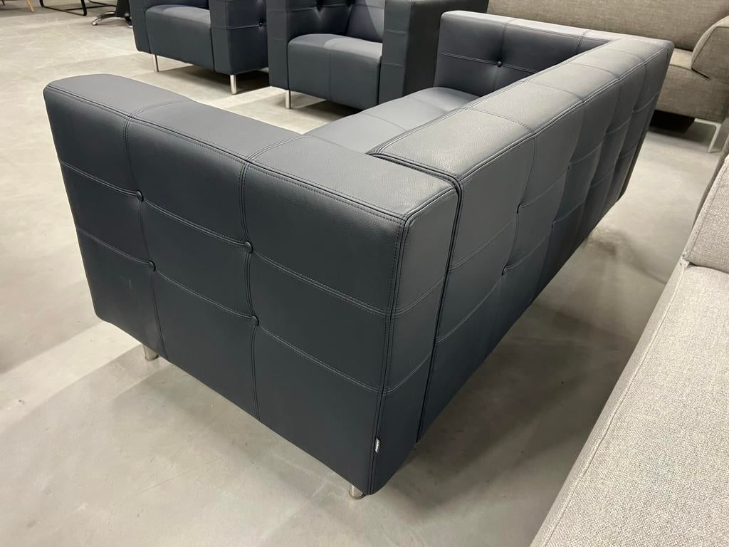 Nieuw Gelderland 6111 Bank 2,5 Zits Donkerblauw leer Design, Ophalen of Verzenden, Rechte bank, Minder dan 150 cm, Gelderland