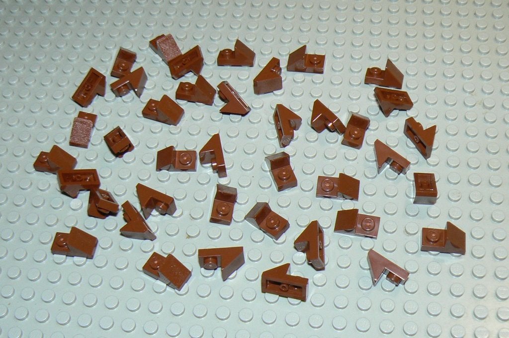 L245 Dakpannen 1x2 roodbruin 40 st., Ophalen of Verzenden, Nieuw, Losse stenen, Lego