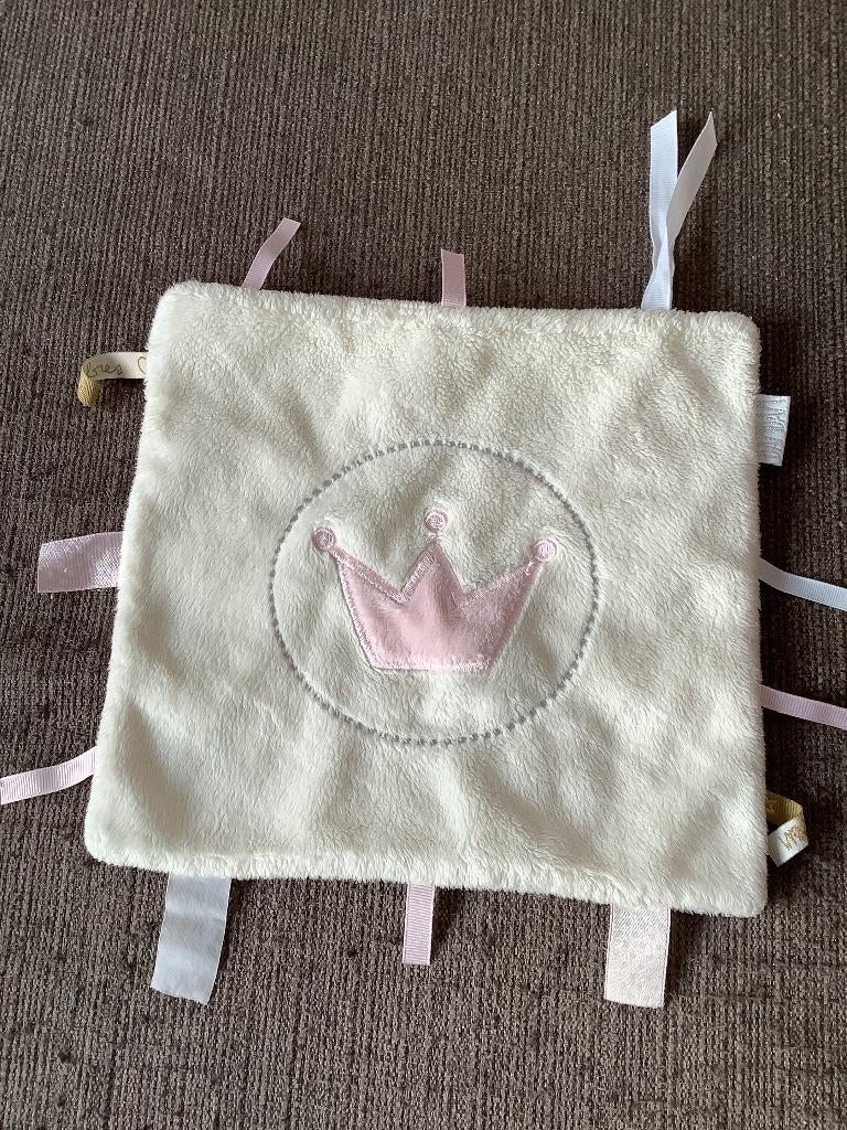 Bambam knuffeldoekje lapje wit roze kroon labeltjes 3 euro, Ophalen of Verzenden, Zo goed als nieuw, Overige typen