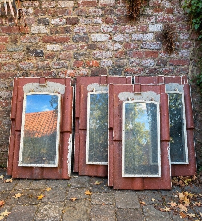4x Authentieke Stalen Stal-/Dakraam - Boerderijstijl, Doe-het-zelf en Verbouw, Ophalen, Gebruikt, Minder dan 80 cm, Minder dan 80 cm
