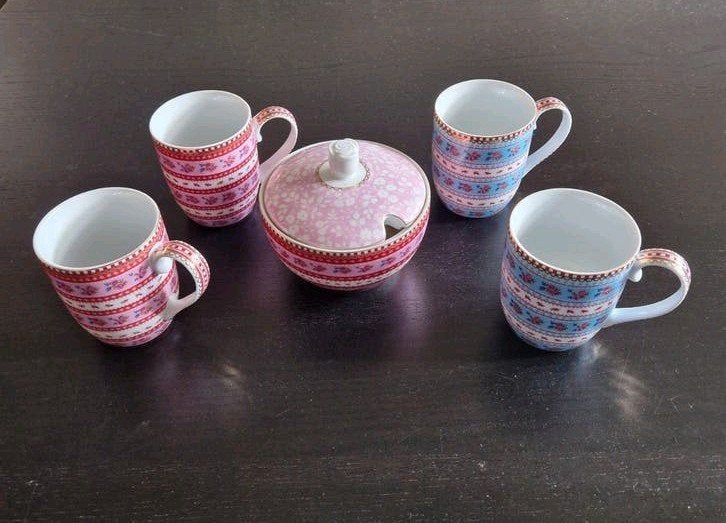 Pip Studio Royal Collection: 4 mokken en suikerpot, Ophalen of Verzenden