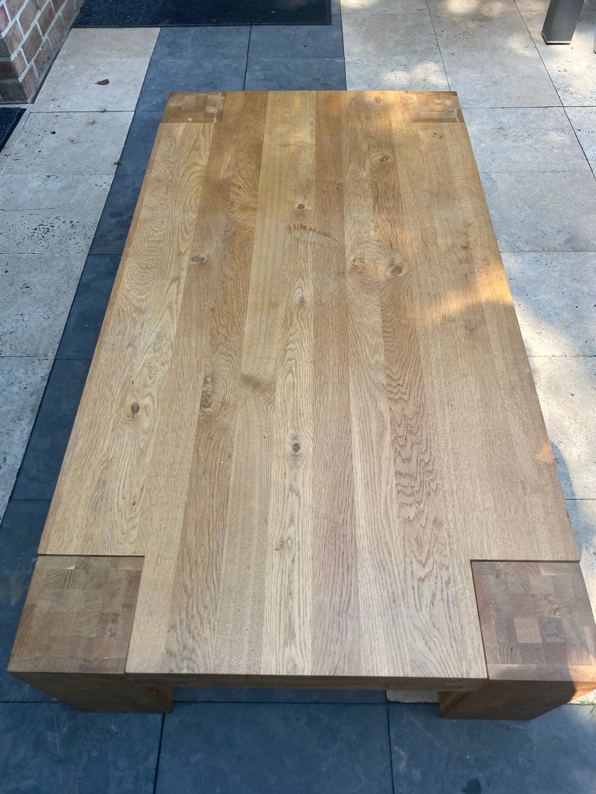Massief eiken salontafel van GOOSSENS, Huis en Inrichting, Ophalen, Gebruikt, 100 tot 150 cm, Eikenhout