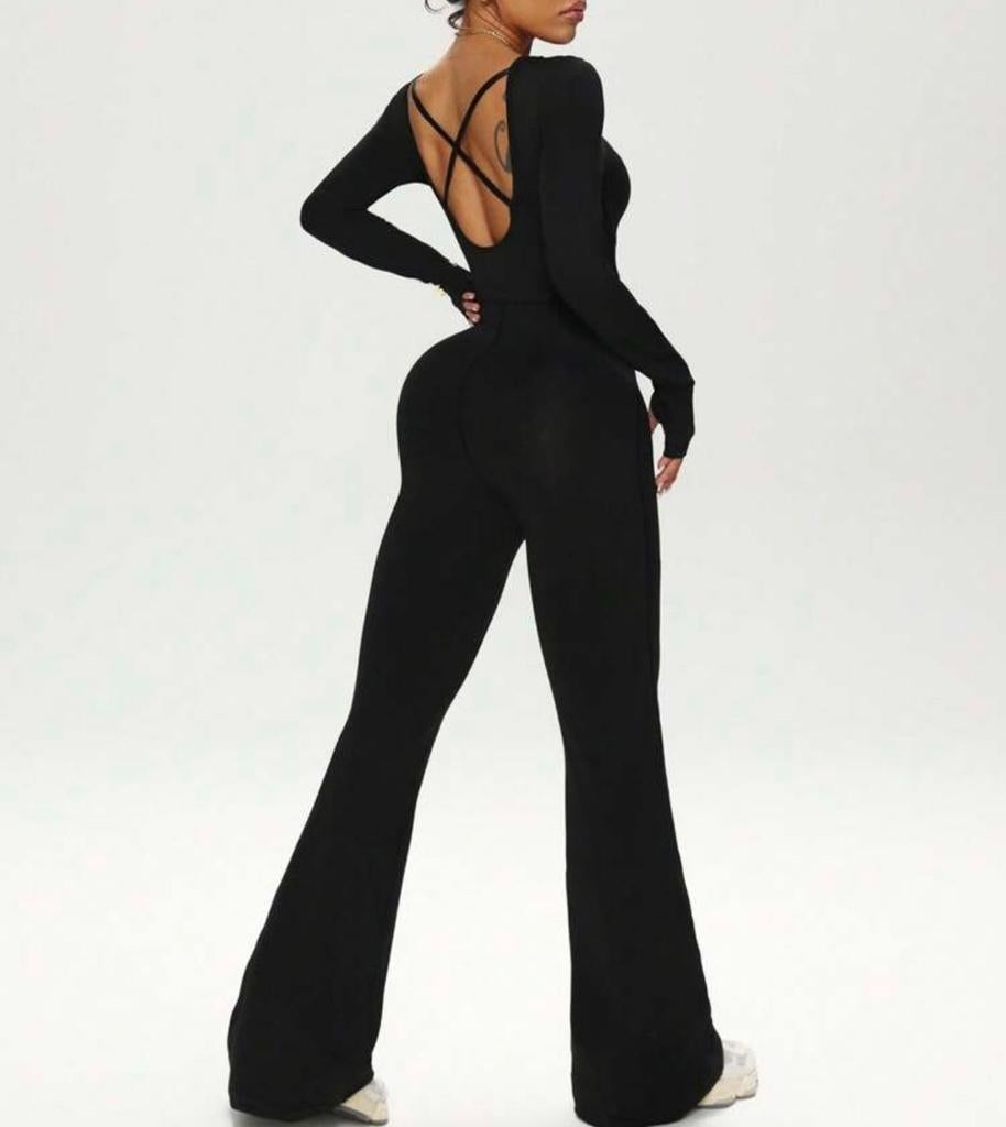 Sport jumpsuit, Kleding | Dames, Jumpsuits, Verzenden, Zo goed als nieuw, Maat 38/40 (M), Zwart