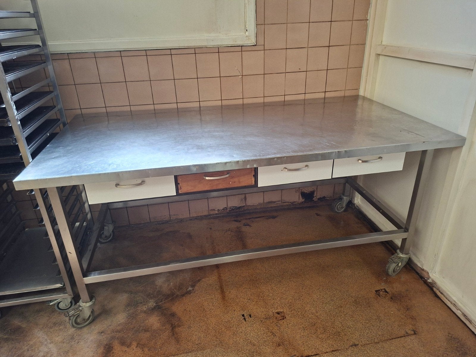 RVS werktafel werkbank, Ophalen, Gebruikt, 120 tot 170 cm